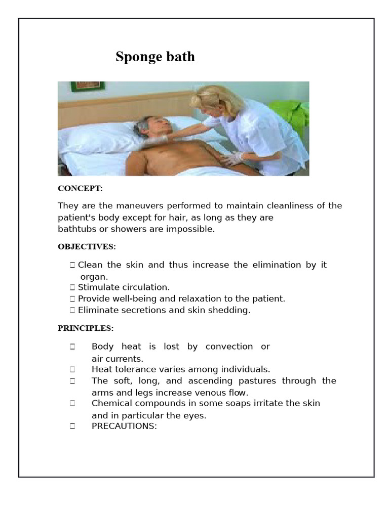 Sponge Bath Nursing Work | PDF | Bathroom | Bathing