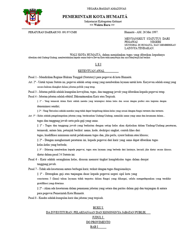 Statuta Pegawai Negeri Humaitá | PDF