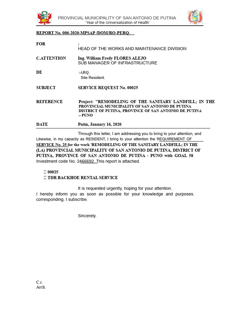 Backhoe Request | PDF