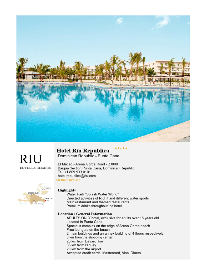 Dining Options at Riu Republica | PDF | Buffet | Meal