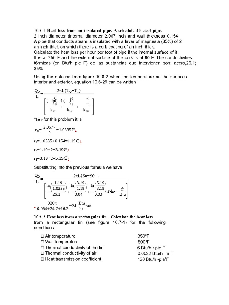 Heat Loss From An Insulated Pipe | PDF | Viscosity | Heat Transfer