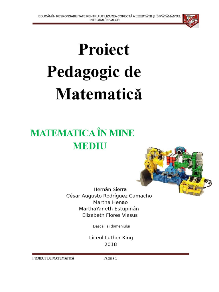 Proiect Pedagogic - Matematică 2018 | PDF