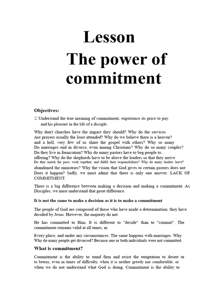 Understanding the Power of Commitment | PDF | Disciple (Christianity) | God