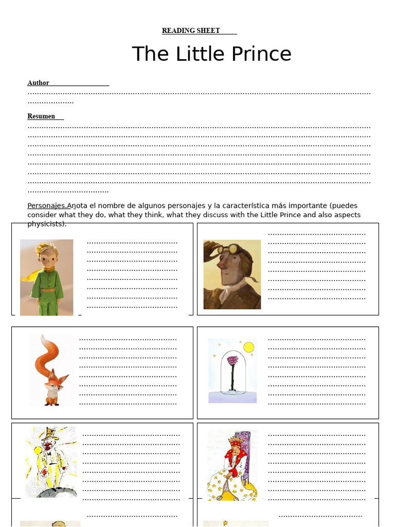 Little Prince Reading Sheet Summary | PDF | The Little Prince