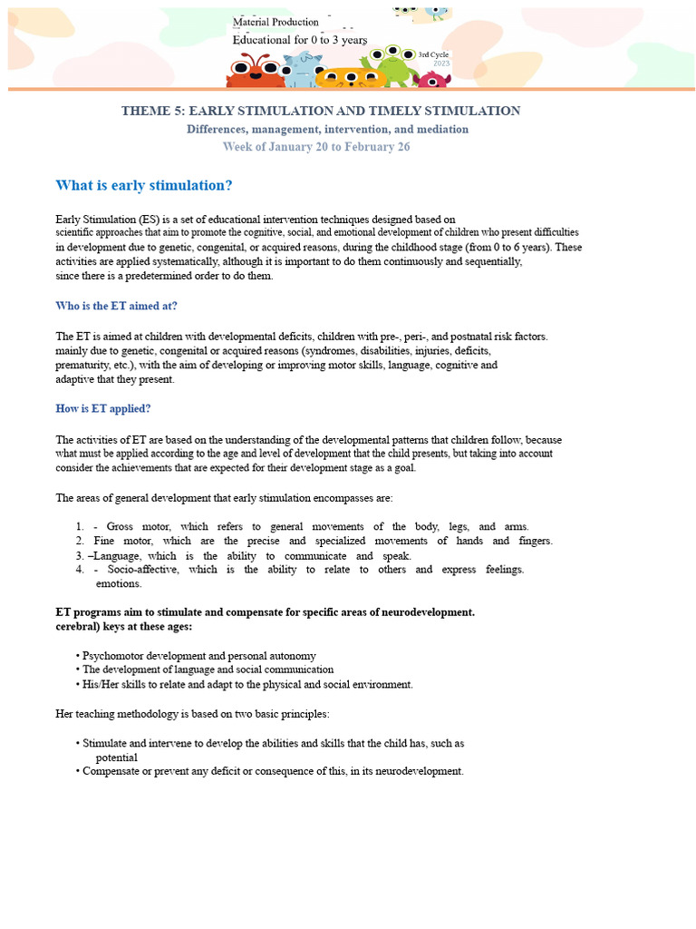 Theme 5. Early Stimulation and Timely Stimulation | PDF | Perception ...