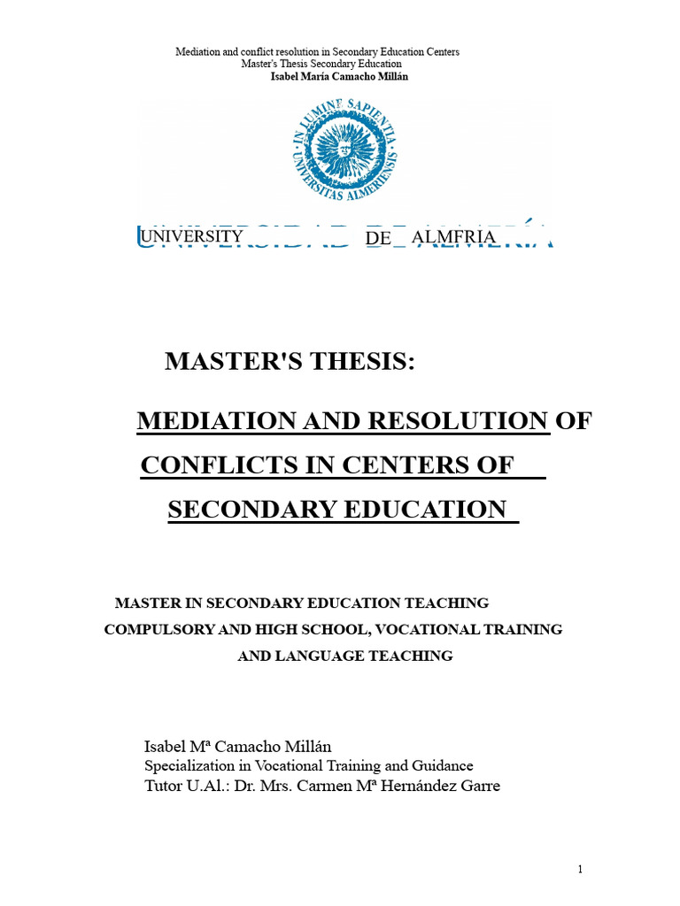 Conflict Resolution in Secondary Education | PDF | Mediation | Dialectic