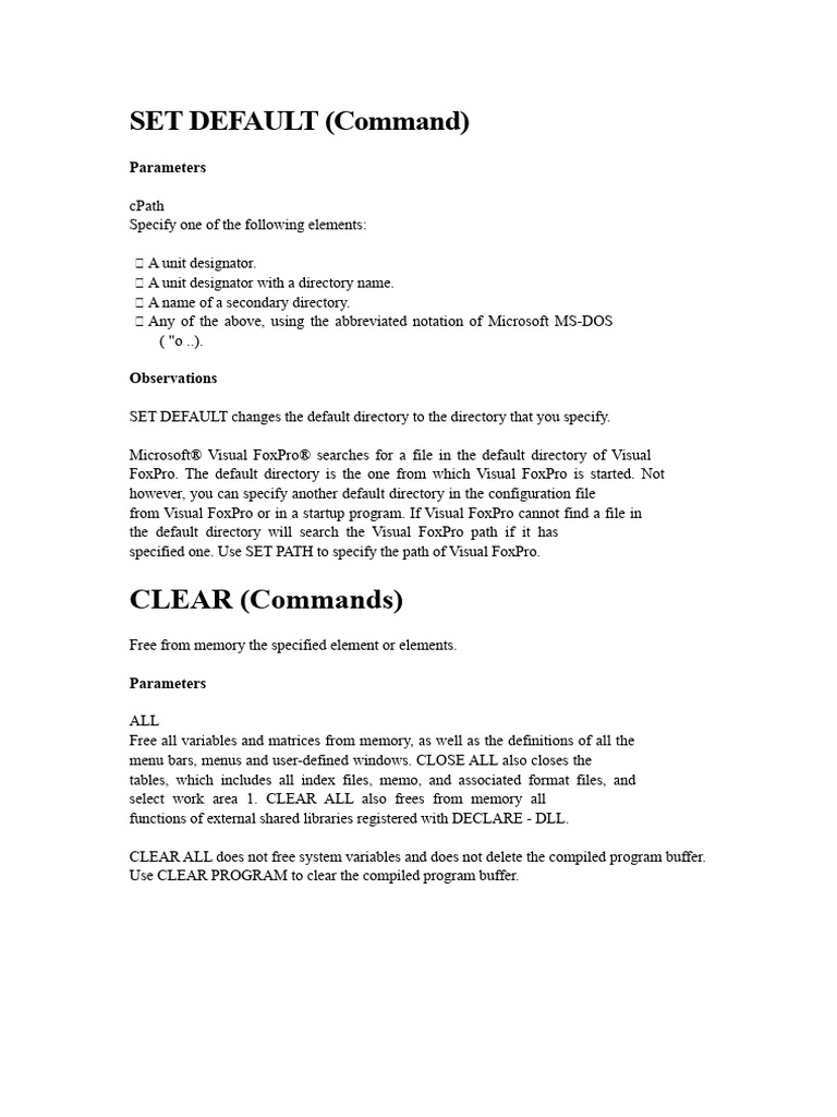 Essential FoxPro Commands Guide | PDF | Computer File | Software