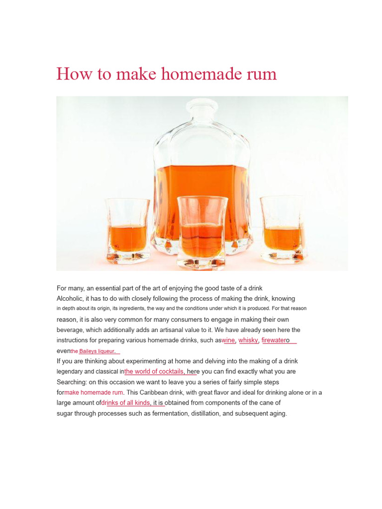 How To Make Homemade Rum | PDF | Alcoholic Beverages | Rum