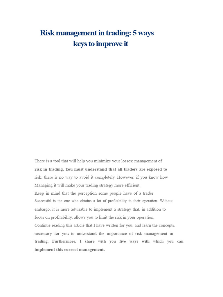 Effective Risk Management in Trading | PDF | Risk | Risk Management