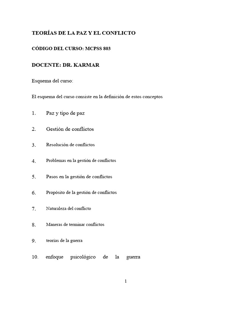 Teorías de Paz y Conflicto en Gestión | PDF | Paz | Teoría