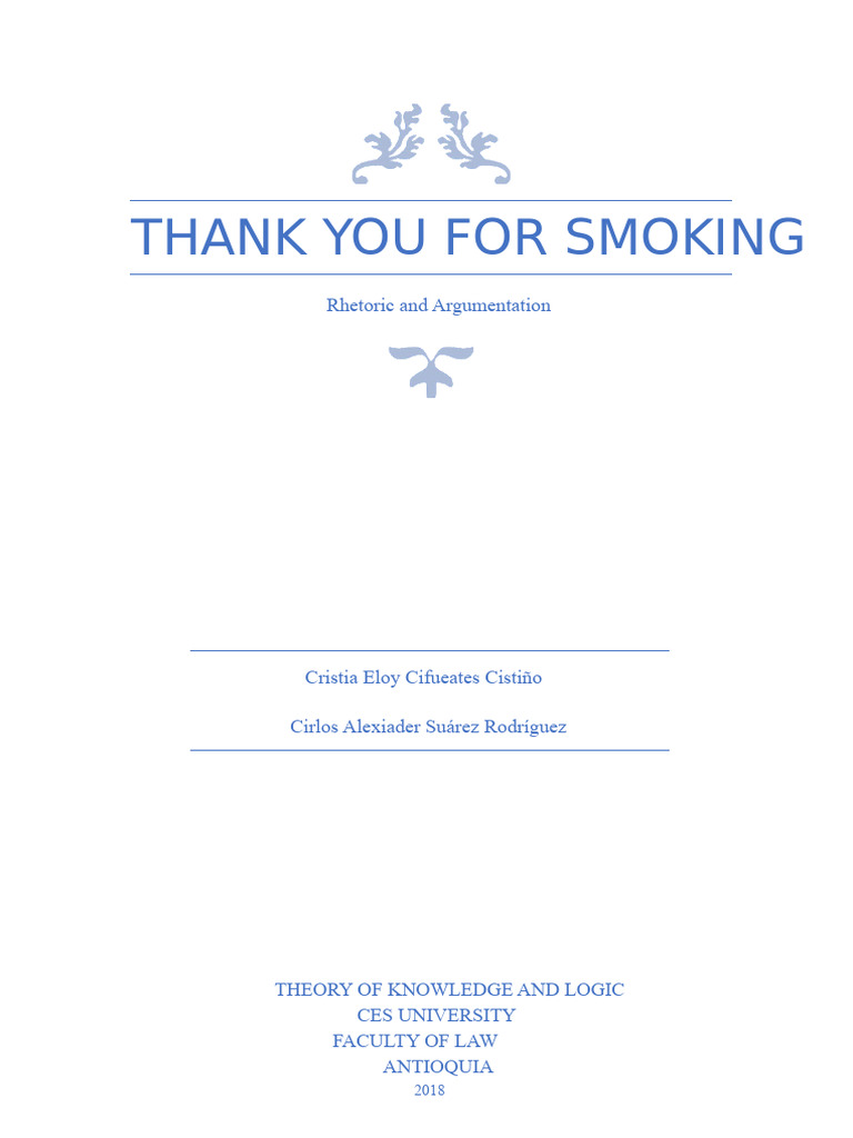Thank You For Smoking | PDF | Tobacco Smoking | Addiction