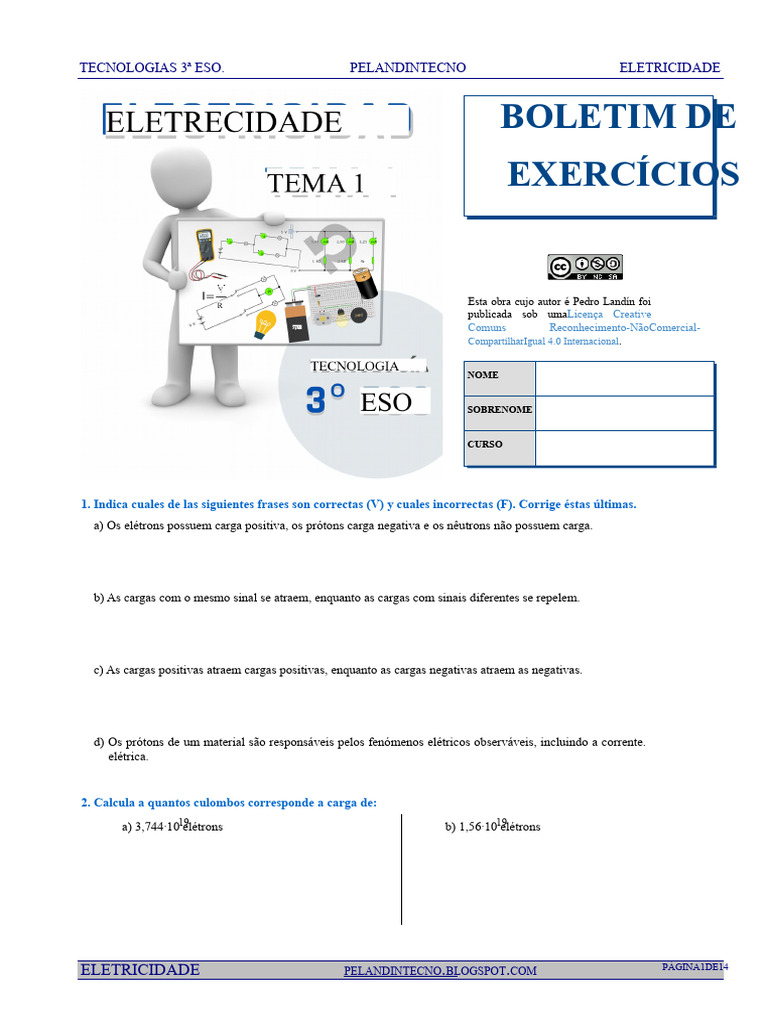 Exercícios de Eletricidade para 3ª ESO | PDF | Circuitos em série e em ...
