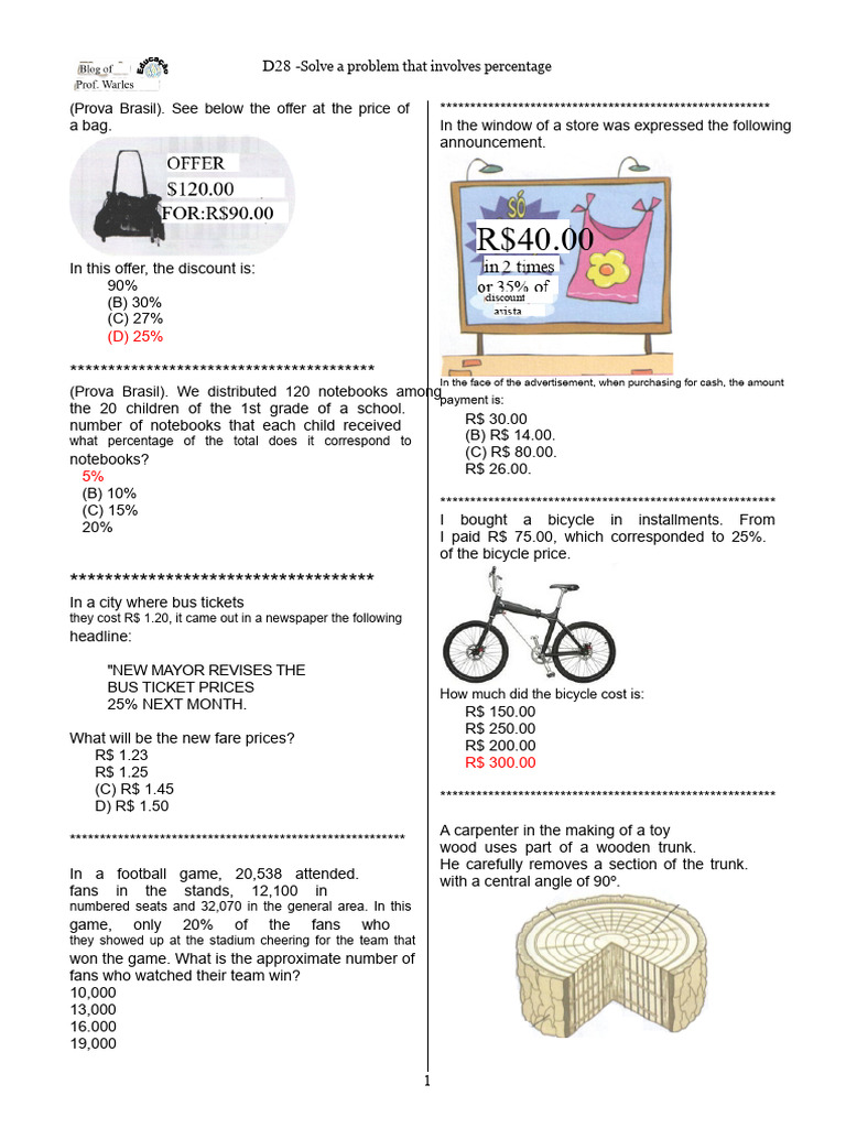 D28Resolve Problem Involving Percentage | PDF