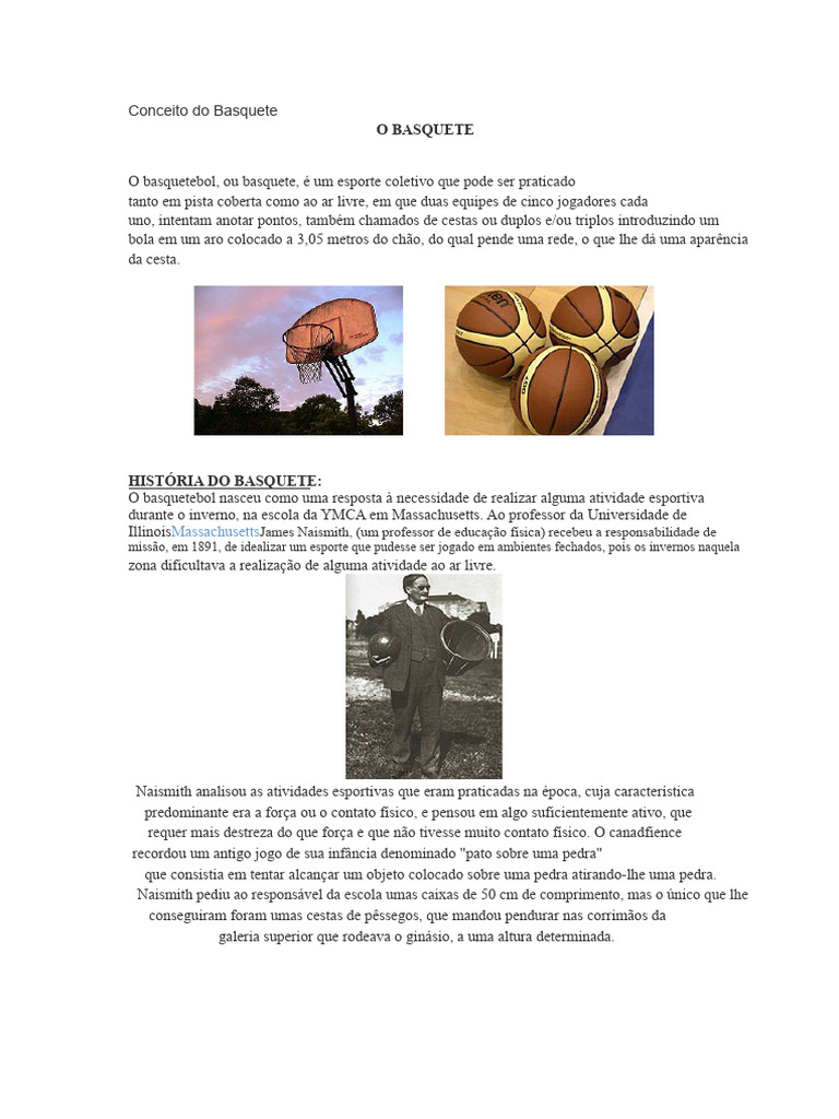 História e Regras do Basquete | PDF | Esportes | Esportes coletivos