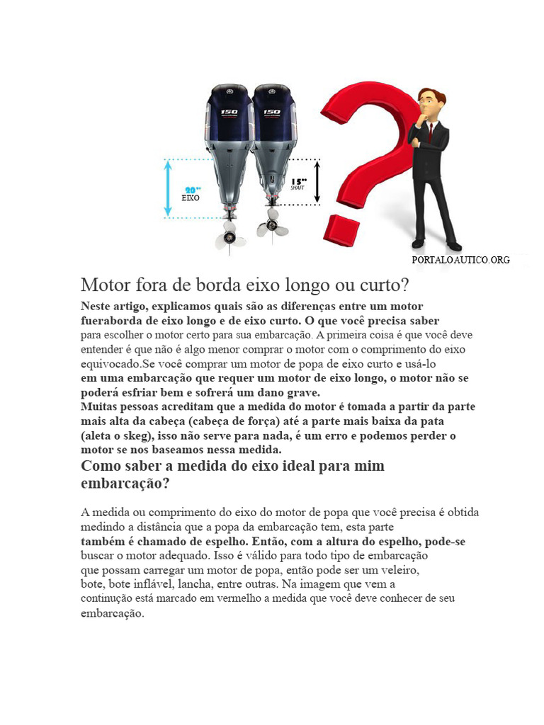 Diferenças entre motores de popa curto e longo | PDF | Motores ...
