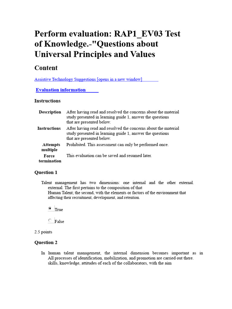 RAP1_EV03 Knowledge Evaluation Guide | PDF | Educational Assessment ...