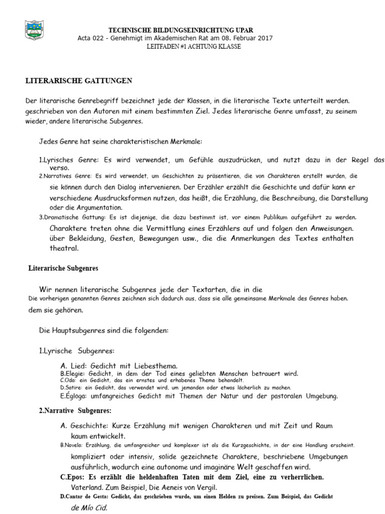Workshop Literary Genres 8° | PDF