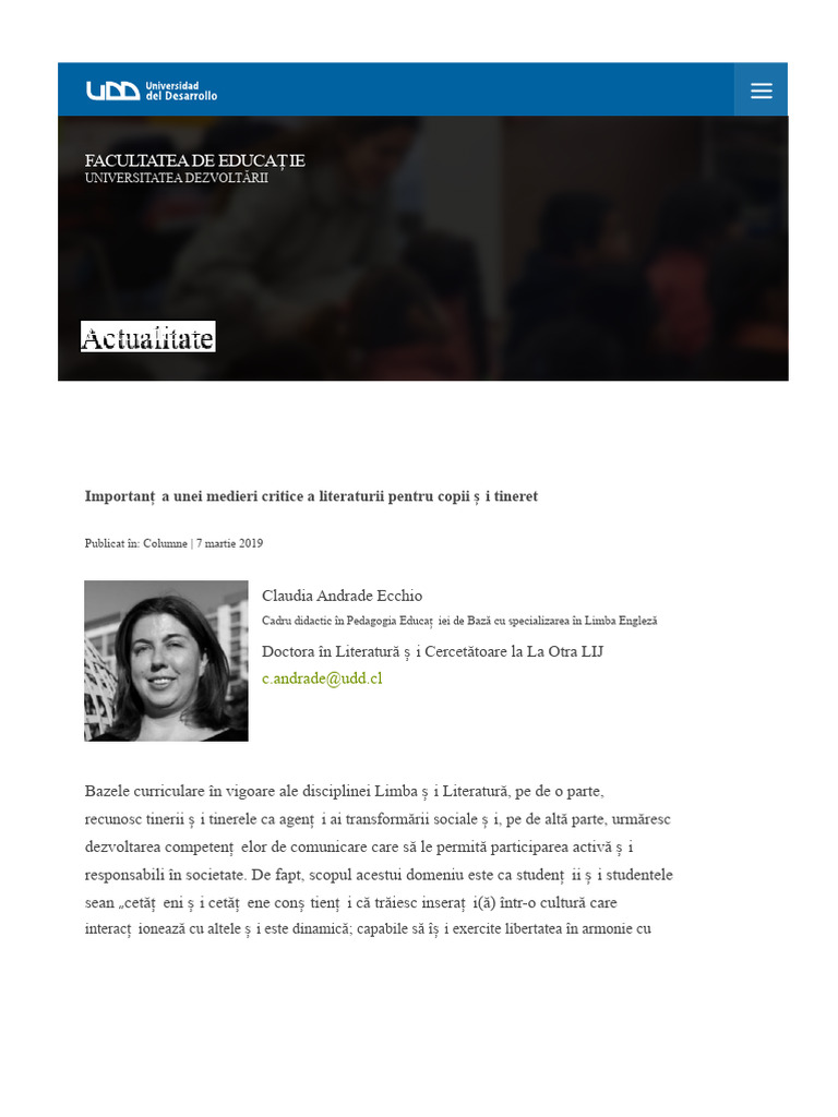 Importanța Unei Medieri Critice A Literaturii Pentru Copii Și Tineri ...