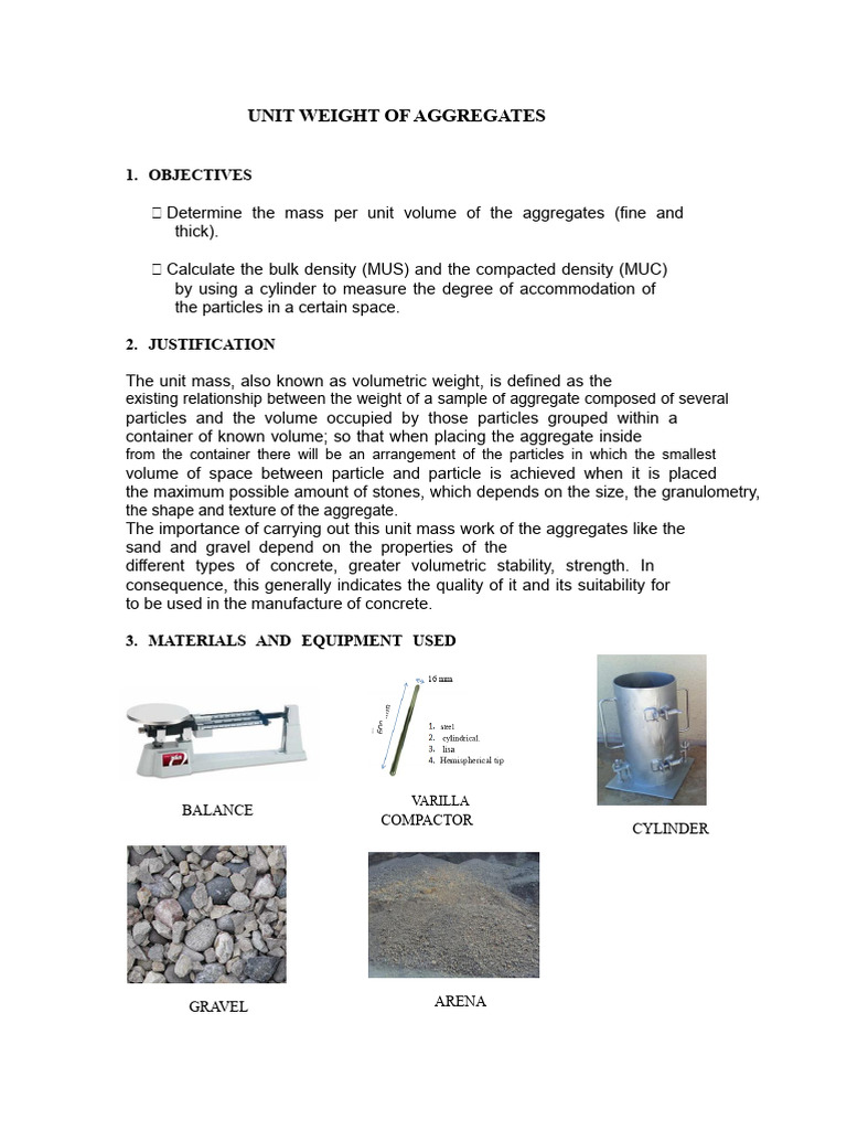 Aggregate Unit Weight Analysis | PDF | Construction Aggregate | Density