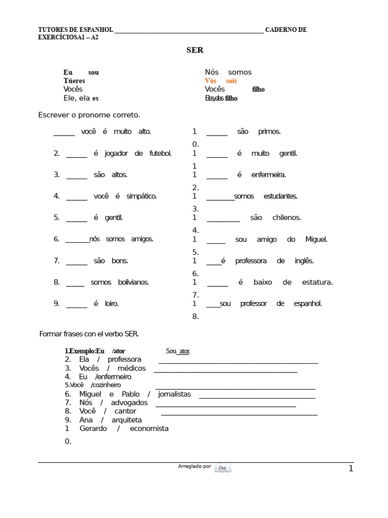 Exercícios de Espanhol A1 - A2 | PDF | Equador | Chile