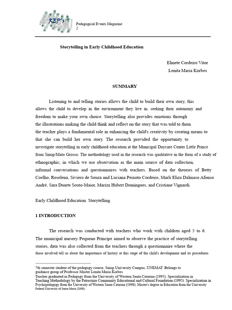 Storytelling's Role in Early Education | PDF | Storytelling | Teachers
