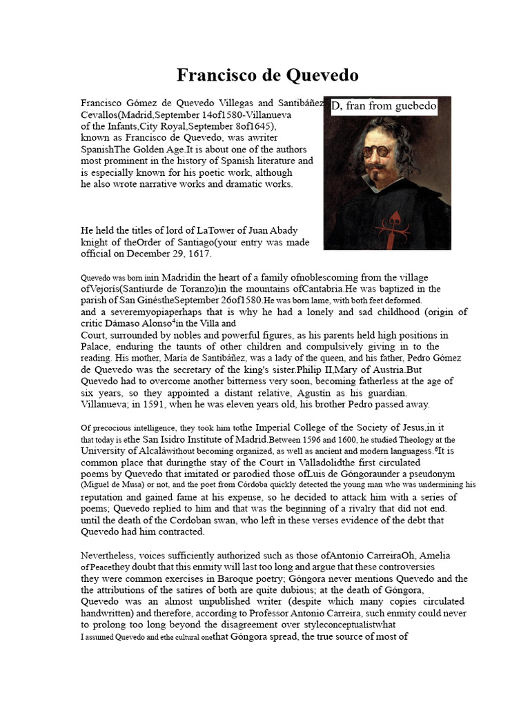 Francisco De Quevedo PDF Writing