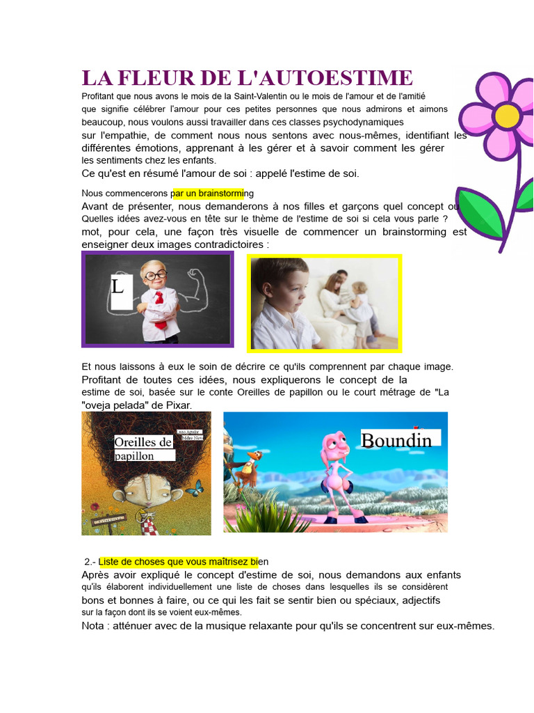 La Fleur de l'Estime de Soi | PDF | Papier