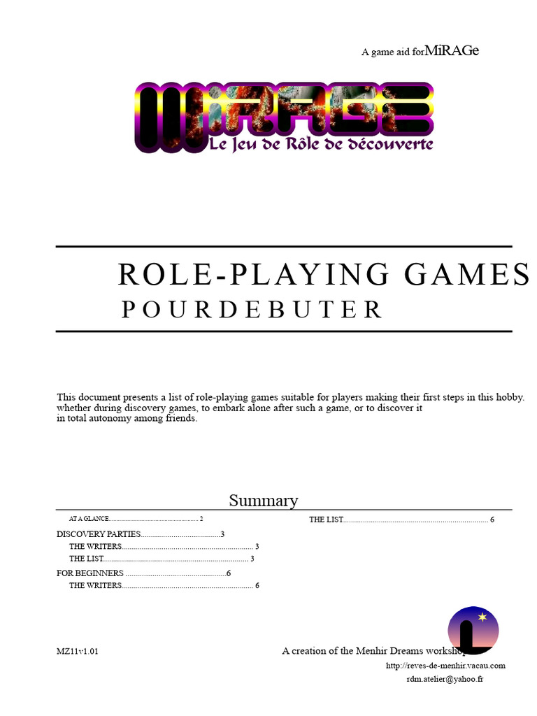 Beginner-Friendly Role-Playing Games Guide | PDF