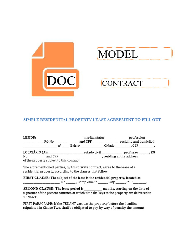 Simple Residential Lease Agreement Template | PDF | Lease | Landlord