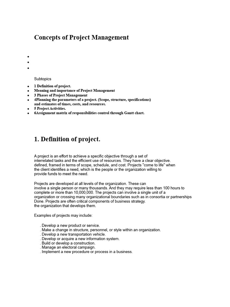 Project Management Concepts | PDF | Project Management | Goal
