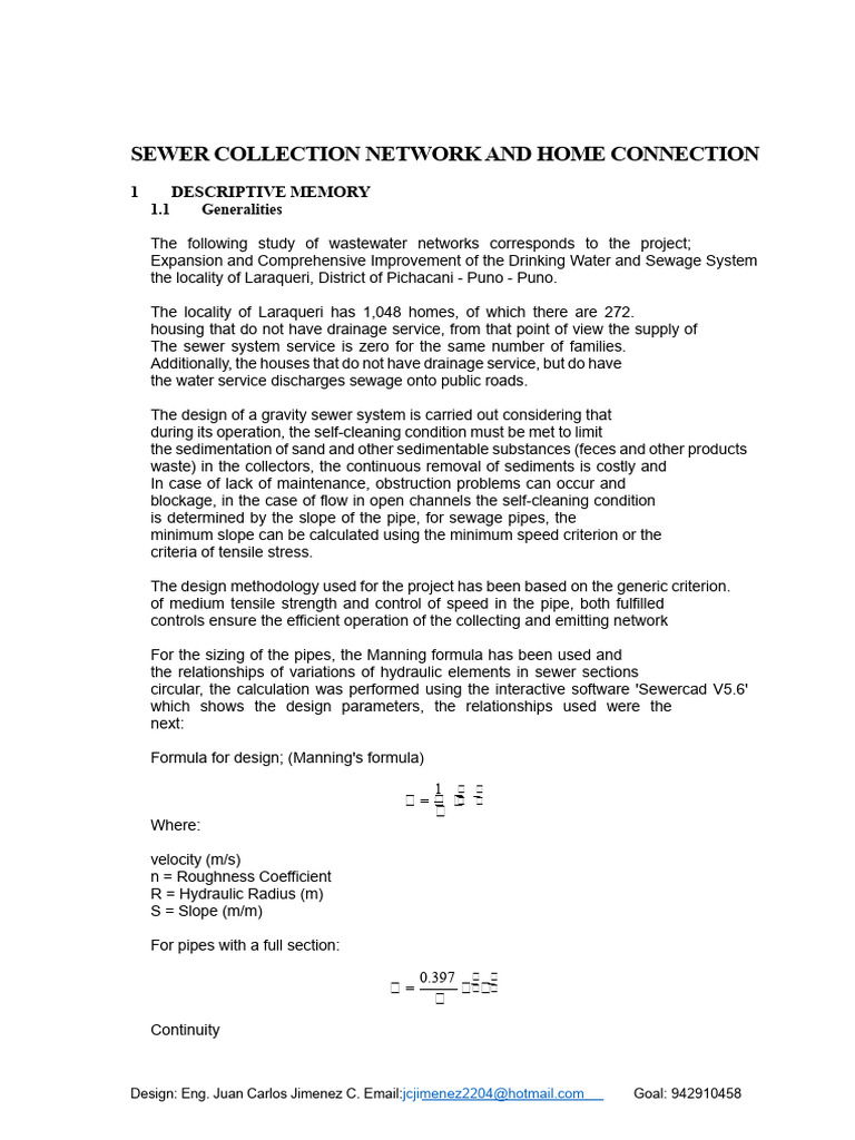 Design of Sanitary Sewer System | PDF | Sanitary Sewer | Sewage