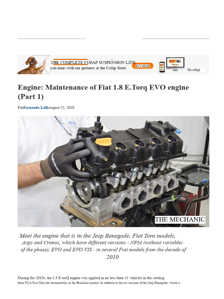 Fiat 1.8 E.Torq EVO Engine Overview | PDF | Fuel Injection | Valve