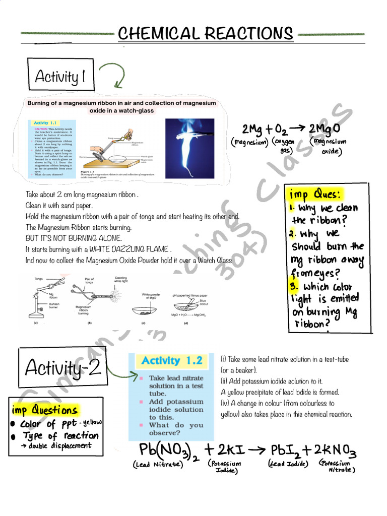 Chemical Reactions and Observations | PDF | Magnesium | Silver