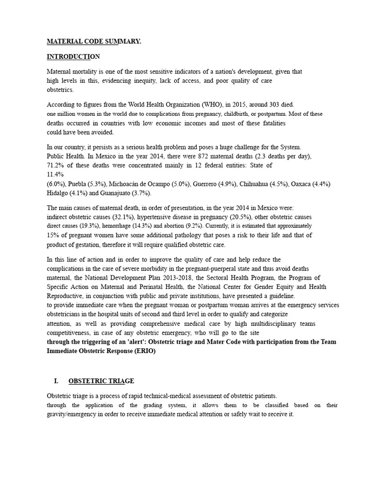 Maternal Mortality and Emergency Care Protocols | PDF | Maternal Death ...