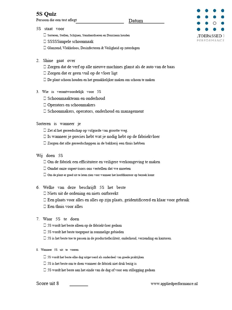 5S Quiz PDF | PDF