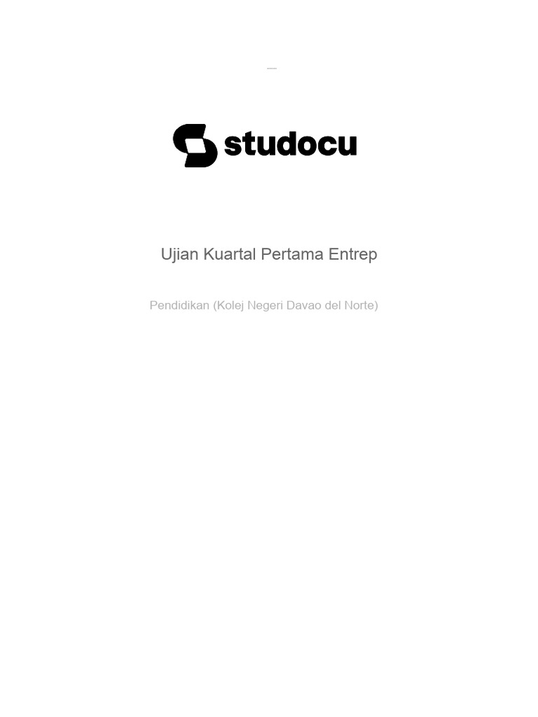 Ujian Kewirausahaan Kuartal Pertama | PDF