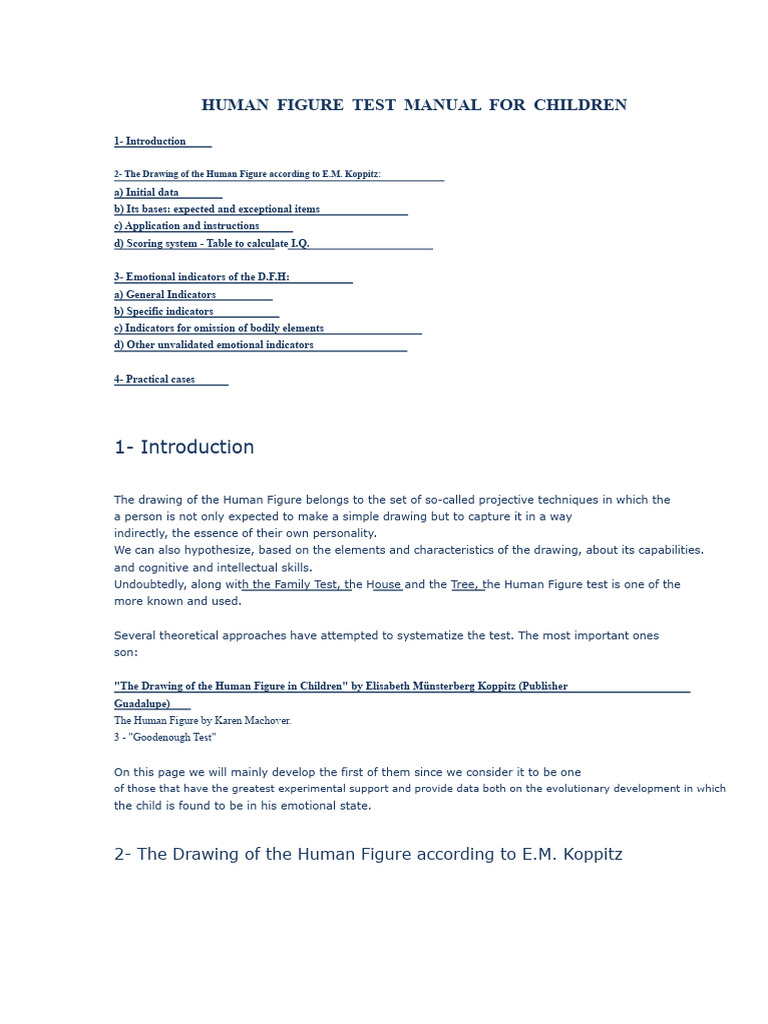 Manual Test of The Human Figure For Children | PDF | Intelligence ...