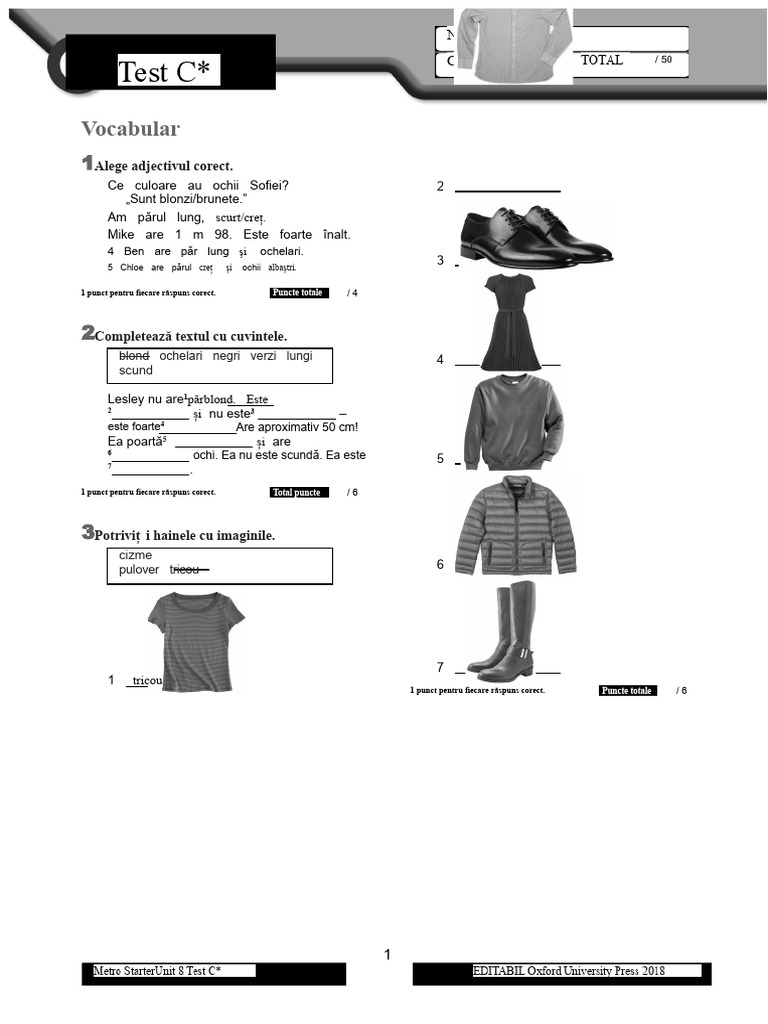 Metro Starter Unit 8 Test C o Stea | PDF