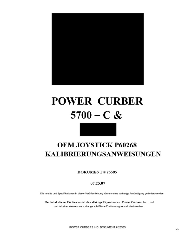 Power Curber 5700C 25585 - Joystick Kalibrierungsanweisungen | PDF