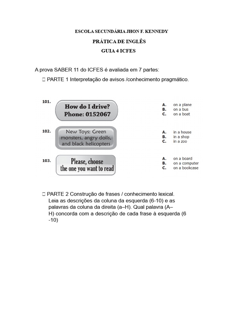 Guia Prático de Inglês ICFES 11 | PDF