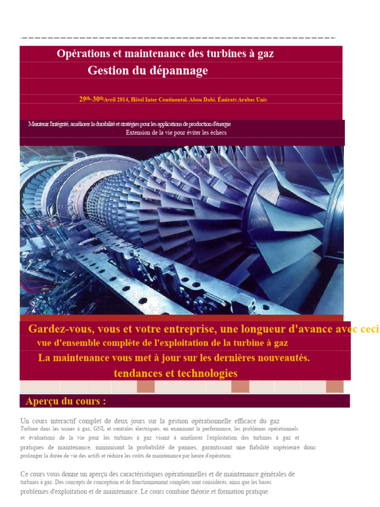 Formation Sur L'exploitation Et L'entretien Des Turbines À Gaz | PDF ...