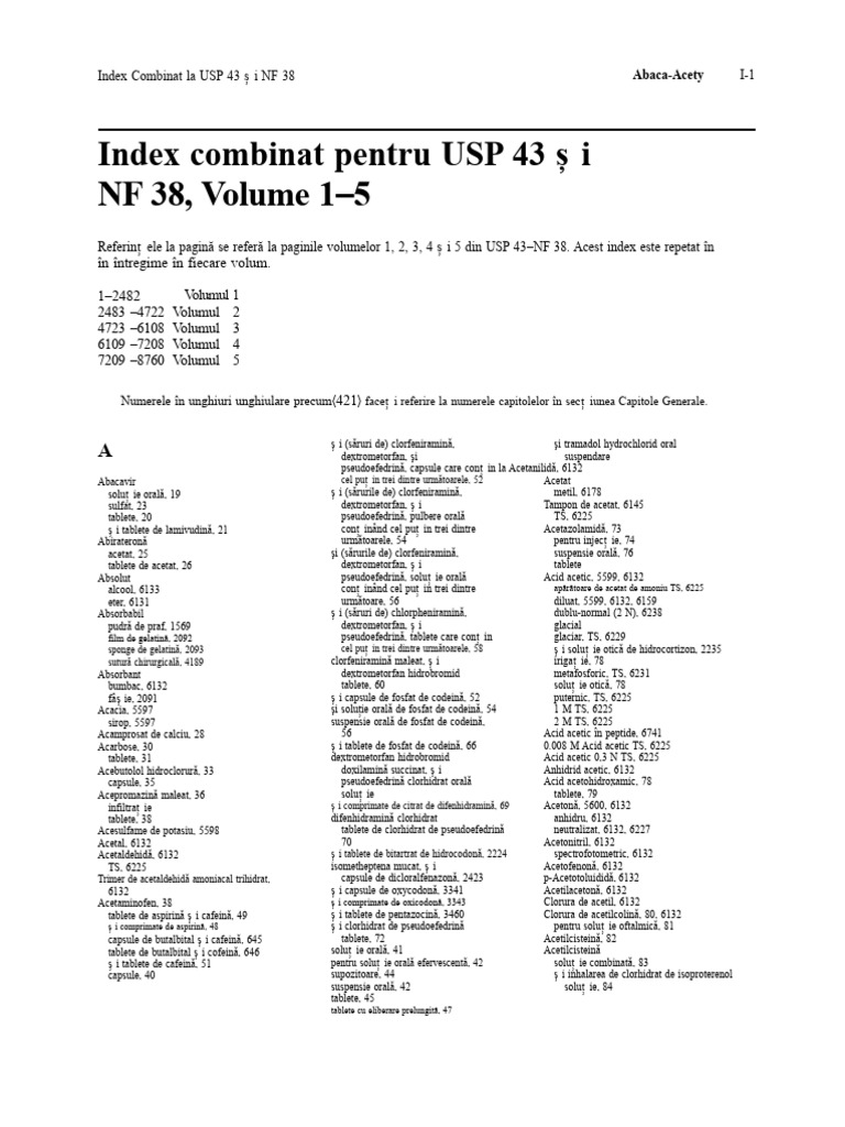 Usp 43 NF 38 Index | PDF