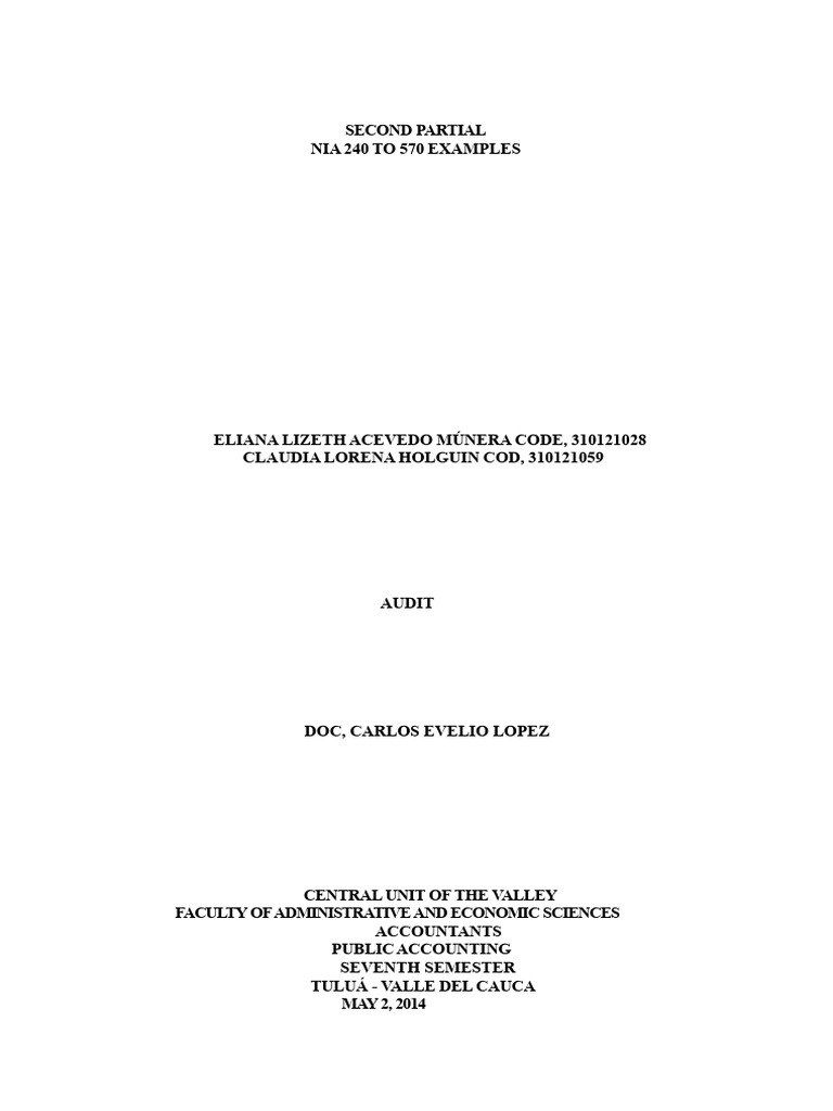 NIA 240-570 Audit Examples and Insights | PDF | Audit | Internal Control