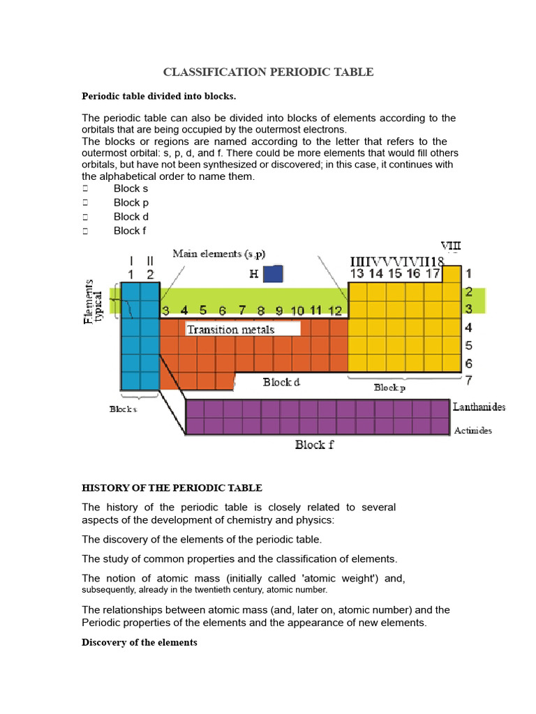 Periodic Table Classification Overview | PDF | Chemical Elements ...