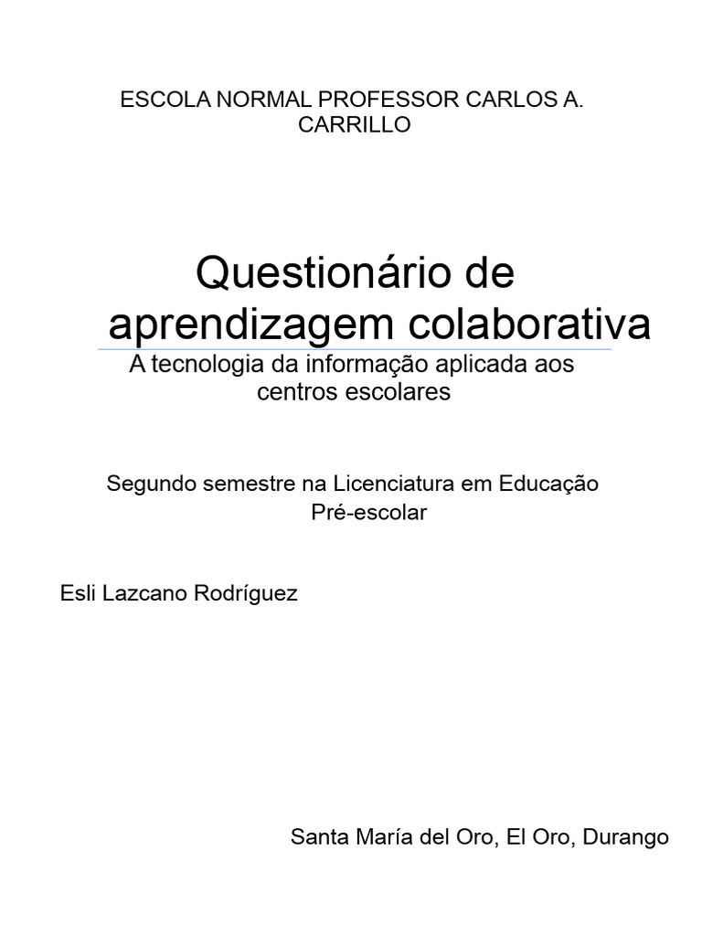 Aprendizagem Colaborativa na Educação | PDF | Aprendizado | Pensamento