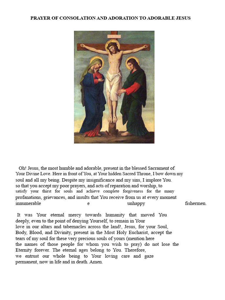 Prayer of Consolation and Adoration To Adorable Jesus | PDF