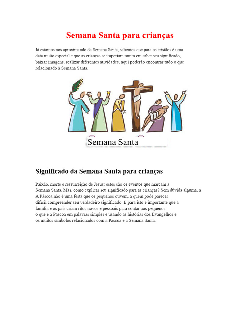 Semana Santa: Significado para Crianças | PDF | Páscoa | Jesus