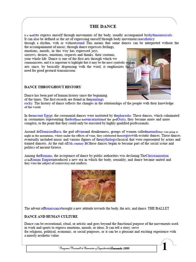 History and Elements of Dance | PDF | Dances | Performing Arts