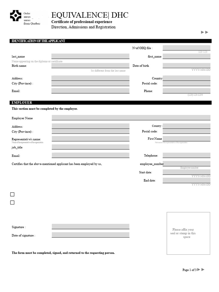 Certificate of Professional Experience Form | PDF | Nursing | Health ...