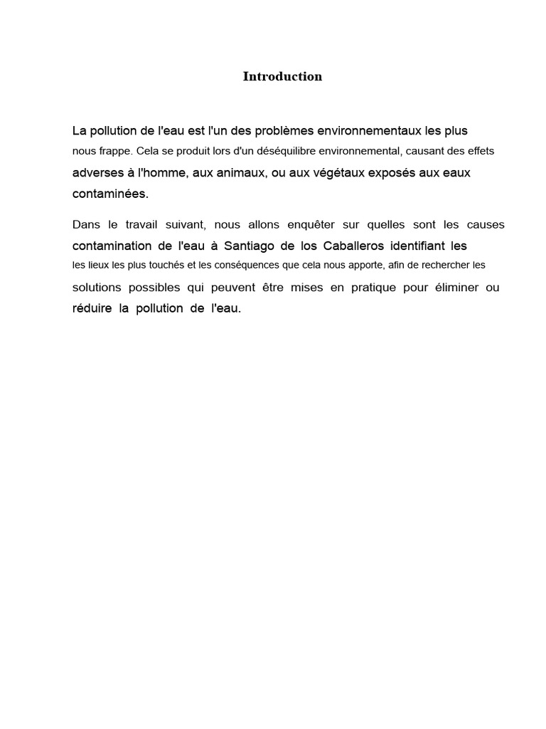 Pollution de l'eau à Santiago : causes et solutions | PDF | Pollution ...